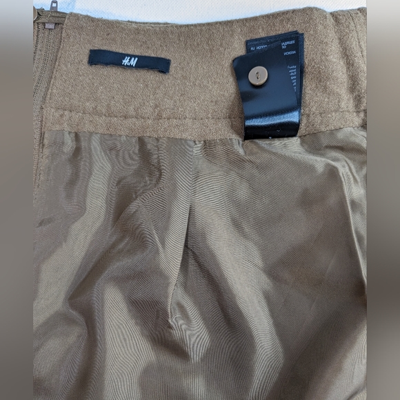 H & M Wool Mini Skirt women's brown lined quarter zip size Small K-1 - Picture 8 of 15